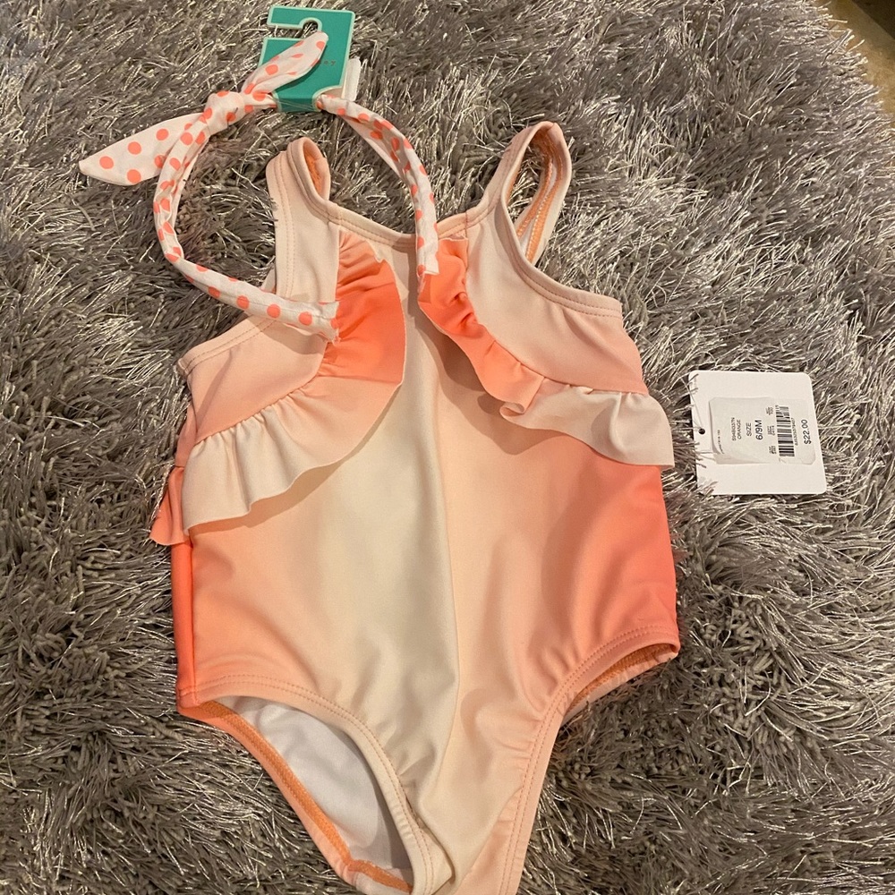 Orange and White One Piece Swimsuit for Baby
